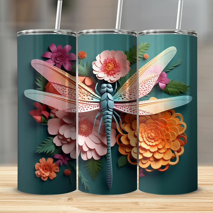 3D Libellule Gobelet en acier inoxydable 600ml, Libellule Tasse de voyage