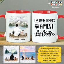 Charger l&#39;image dans la galerie, Jusqu&#39;à 6 chats, mug personnalisé chat et maître, tasse papa chat, la vie est meilleure avec les chats
