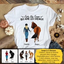 Charger l&#39;image dans la galerie, Jusqu&#39;à 2 chevaux, tee shirt personnalisé cheval, juste une femme qui aime les chevaux
