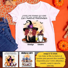 Charger l&#39;image dans la galerie, Jusqu&#39;à 12 chats, Halloween t shirt chat femme, tee shirt personnalisé chat, maman chat
