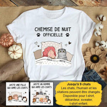 Charger l&#39;image dans la galerie, Jusqu&#39;à 9 chats, Tee shirt personnalisé chat, Chemise de nuit officielle, t shirt maman chat
