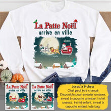 Charger l&#39;image dans la galerie, Jusqu&#39;à 6 chats, T shirt chat, tee shirt personnalisé chat, La Patte Noël arrive en ville
