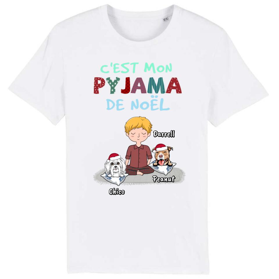 Jusqu'à 2 chiens, Tee shirt chien, T shirt chien personnalisé, C‘EST MON PYJAMA DE NOËL