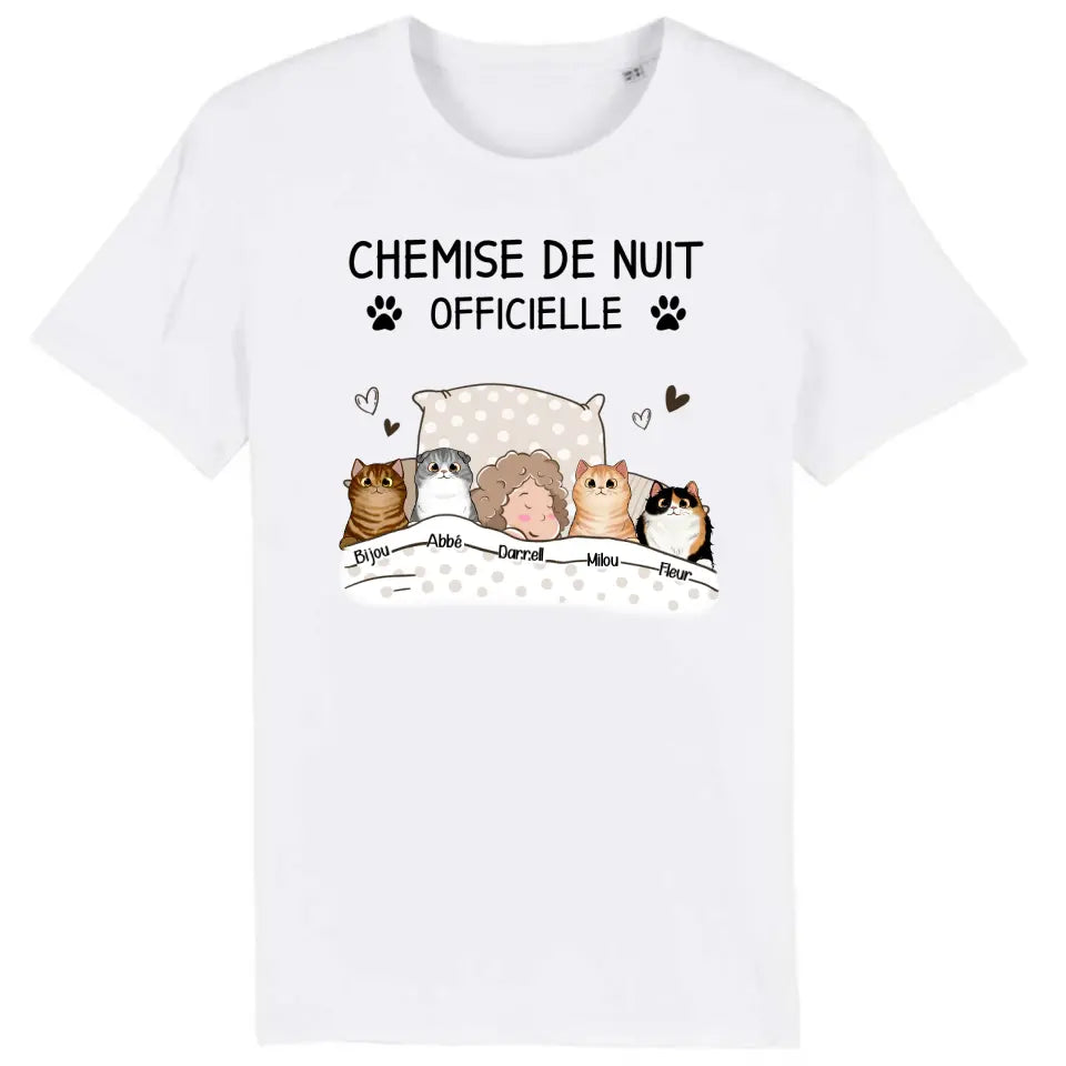 Jusqu'à 9 chats, Tee shirt personnalisé chat, Chemise de nuit officielle, t shirt maman chat
