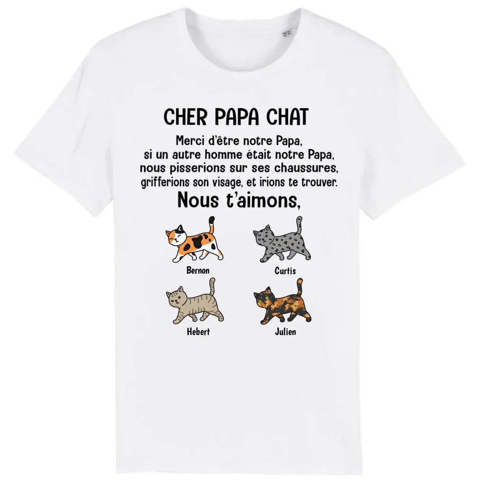 Jusqu'à 9 chats, tee shirt personnalisé chat, t shirt papa chat, cher papa chat