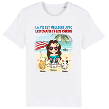 Charger l&#39;image dans la galerie, Jusqu&#39;à 9 animaux, t shirt personnalisé chat et chien, la vie est meilleure avec les chats et les chiens
