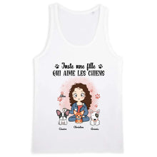 Charger l&#39;image dans la galerie, Jusqu&#39;à 9 chiens, t shirt personnalisé chien, tee shirt femme chiens, maman chien, juste une fille qui aime les chiens
