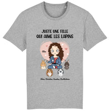 Charger l&#39;image dans la galerie, Jusqu&#39;à 9 lapins, t shirt personnalisé lapin, tee shirt lapin femme, juste une femme qui aime les lapins
