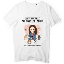 Charger l&#39;image dans la galerie, Jusqu&#39;à 9 lapins, t shirt personnalisé lapin, tee shirt lapin femme, juste une femme qui aime les lapins
