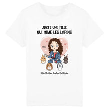 Charger l&#39;image dans la galerie, Jusqu&#39;à 9 lapins, t shirt personnalisé lapin, tee shirt lapin femme, juste une femme qui aime les lapins
