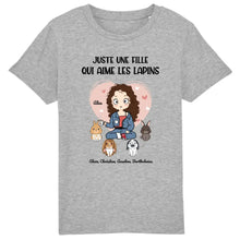 Charger l&#39;image dans la galerie, Jusqu&#39;à 9 lapins, t shirt personnalisé lapin, tee shirt lapin femme, juste une femme qui aime les lapins
