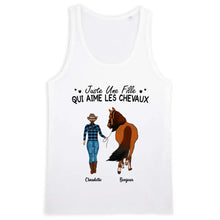 Charger l&#39;image dans la galerie, Jusqu&#39;à 2 chevaux, tee shirt personnalisé cheval, juste une femme qui aime les chevaux
