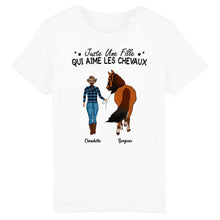 Charger l&#39;image dans la galerie, Jusqu&#39;à 2 chevaux, tee shirt personnalisé cheval, juste une femme qui aime les chevaux
