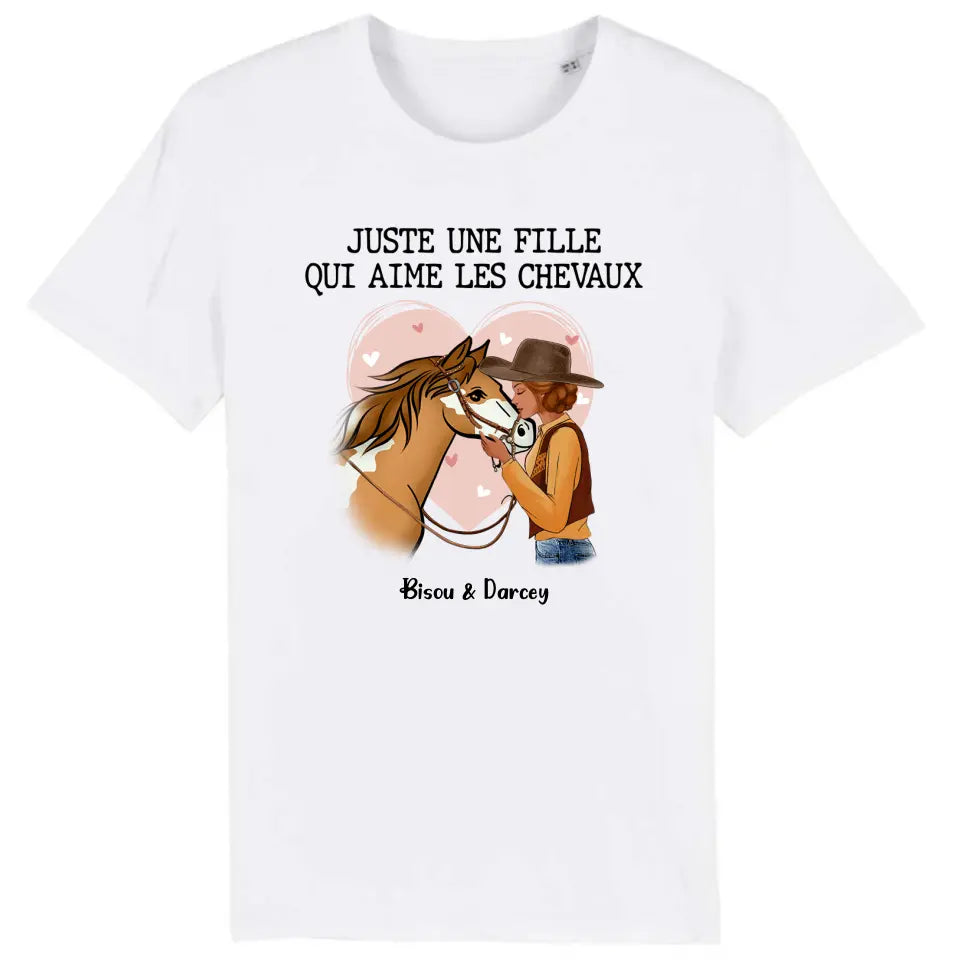 T shirt cheval femme, tee shirt personnalisé cheval, juste une femme qui aime les chevaux