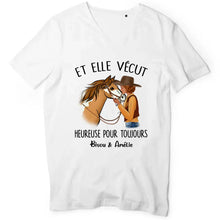 Charger l&#39;image dans la galerie, Tee shirt cheval, t shirt personnalisé cheval, tee shirt cheval femme, Et elle vécut heureuse pour toujours
