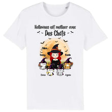 Charger l&#39;image dans la galerie, Jusqu&#39;à 12 chats, tee shirt personnalisé chat, t shirt maman chat Halloween, femme qui aime les chats
