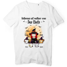 Charger l&#39;image dans la galerie, Jusqu&#39;à 12 chats, tee shirt personnalisé chat, t shirt maman chat Halloween, femme qui aime les chats
