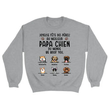 Charger l&#39;image dans la galerie, Jusqu&#39;à 6 chiens, Sweat à col rond personnalisé papa chiens, Pull personnalisé chien, fête des pères
