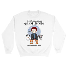 Charger l&#39;image dans la galerie, Jusqu&#39;à 9 chiens, Sweat papa chien, Pull homme chien personnalisé, juste un garçon qui aime les chiens
