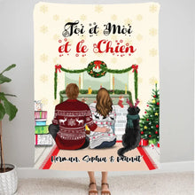 Charger l&#39;image dans la galerie, Couverture personnalisée, Plaid en polaire pour Noël couple avec chiens, maman chien, papa chien
