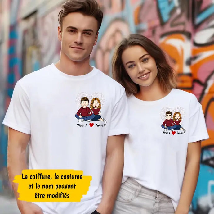 T-shirt personnalisé Couple Valentine Cadeaux Aimant Cadeau pour elle, Cadeau pour lui, À mon petit ami, Ma petite amie