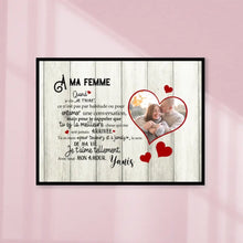 Charger l&#39;image dans la galerie, Poster personnalisée, À ma femme (Photo dans cœur), Cadeau de Saint-Valentin pour couple/amoureux
