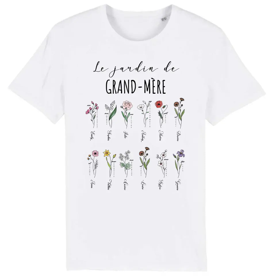 Jusqu'à 12 enfants, T-shirt personnalisé grand-père grand-mère T-shirt de jardin de grand-mère pour la fête des mères