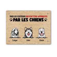 Charger l&#39;image dans la galerie, Plaque De Porte En Métal chiens, signe en métal personnalisé, Tous les visiteurs doivent être approuvés par les chiens
