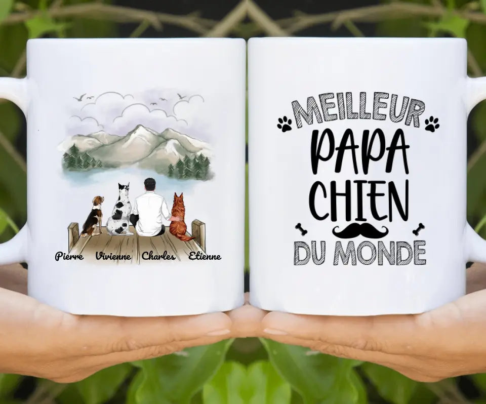 Jusqu'à 9 chiens, Mug personnalisé cher papa, homme aime les chiens, cadeau pour chien papa, Fête des Pères