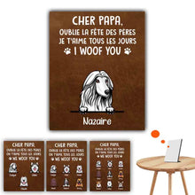 Charger l&#39;image dans la galerie, Jusqu&#39;à 9 chiens, Impression sur table personnalisée, TableTop Print cadeau, Cher Papa, oublie la fête des pères
