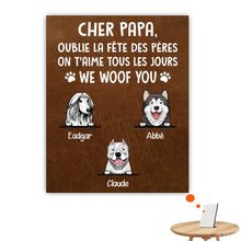 Charger l&#39;image dans la galerie, Jusqu&#39;à 9 chiens, Impression sur table personnalisée, TableTop Print cadeau, Cher Papa, oublie la fête des pères
