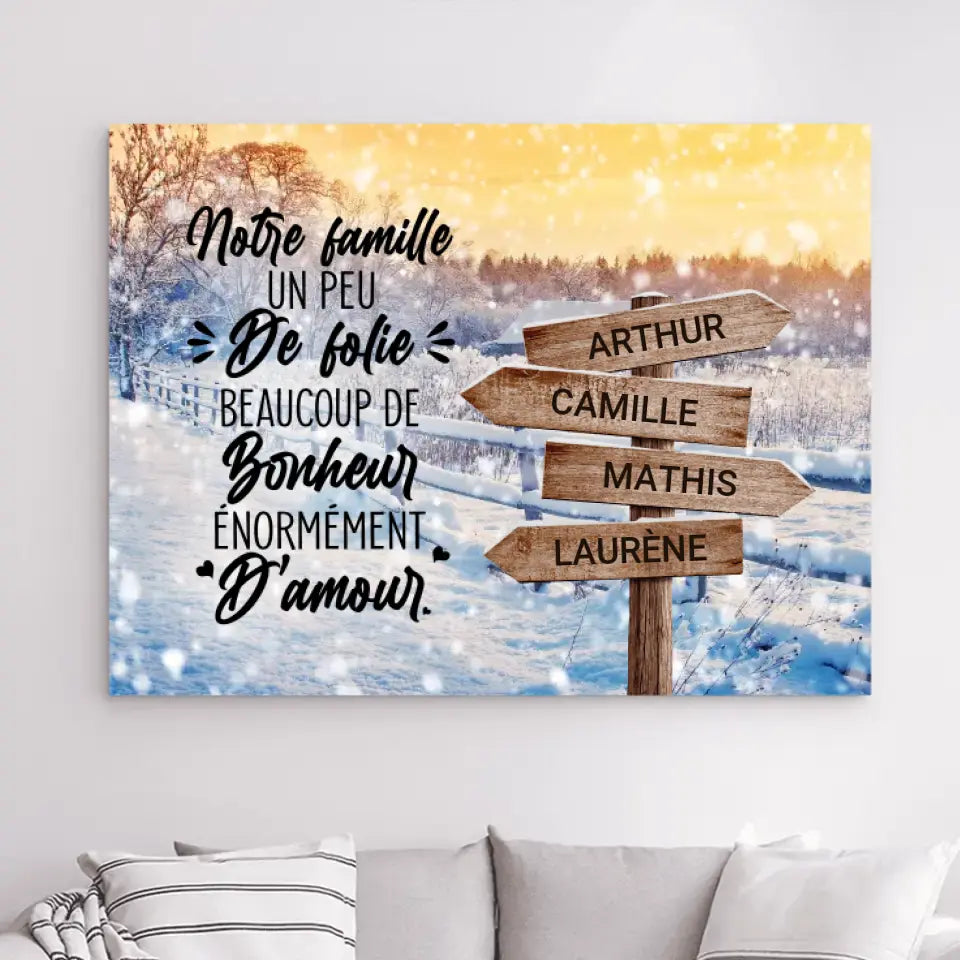 Impression sur Acrylique personnalisée, cadeaux de Noël en famille, Notre famille un peu de folie beaucoup de bonheur