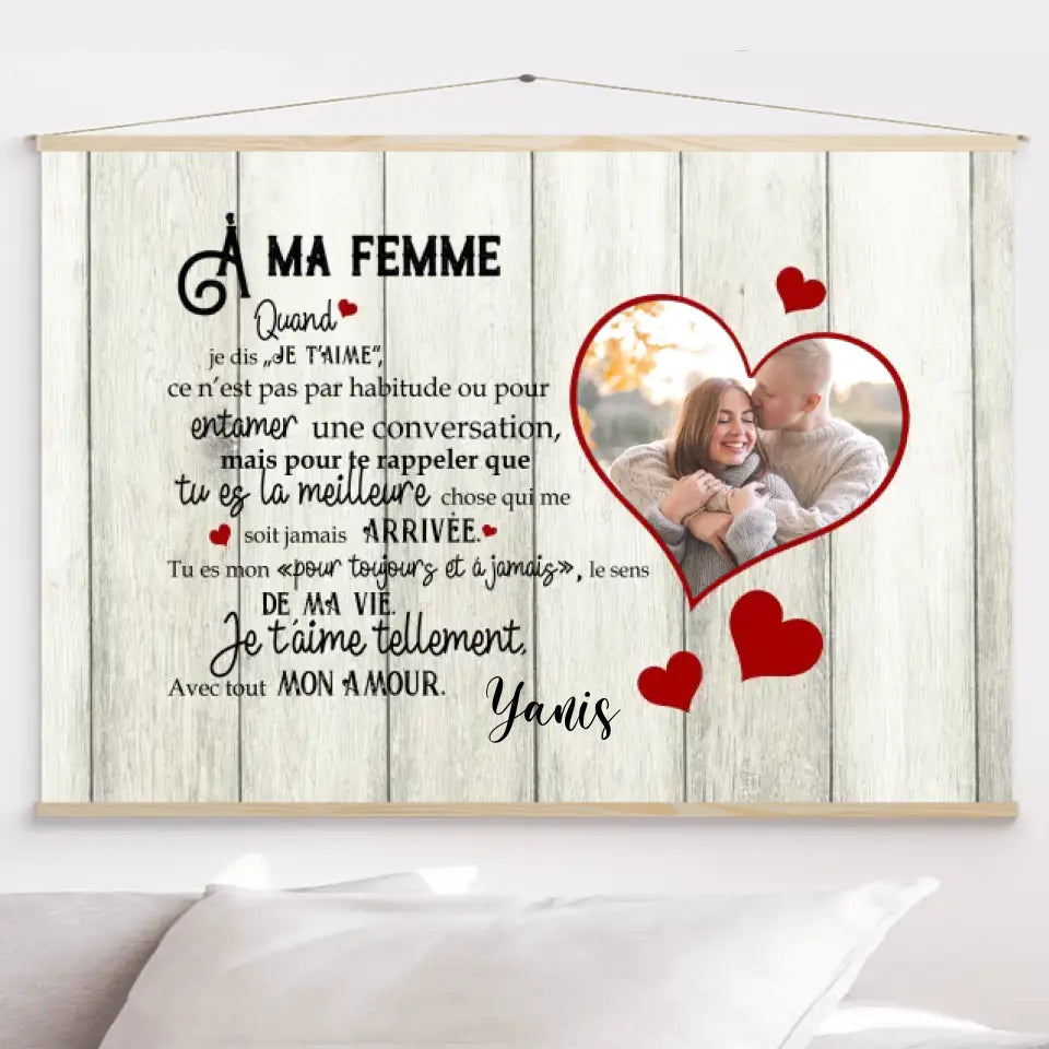 Toile à suspendre Personnalisée, Toile Cadeau pour couple, femme, mari, Famille, petit ami, petite amie, À ma femme