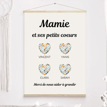 Charger l&#39;image dans la galerie, Jusqu&#39;à 9 petits-enfants, Toile à suspendre mamie personnalisée, Toile Cadeau Pour mamie, Fête des grand mère
