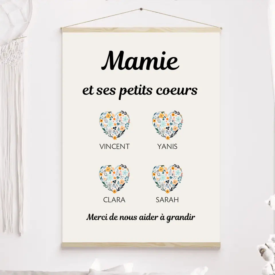 Jusqu'à 9 petits-enfants, Toile à suspendre mamie personnalisée, Toile Cadeau Pour mamie, Fête des grand mère