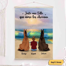 Charger l&#39;image dans la galerie, Jusqu&#39;à 2 chevaux, Toile à suspendre personnalisés, Toile Cadeau Pour Maman cheval, fille avec cheval sur la plage
