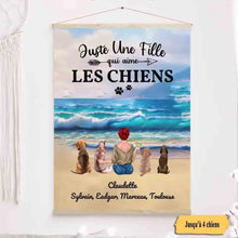 Charger l&#39;image dans la galerie, Jusqu&#39;à 4 chiens, Toile à suspendre personnalisé, Toile Cadeau Pour Maman chien,Juste une fille qui aime les chiens
