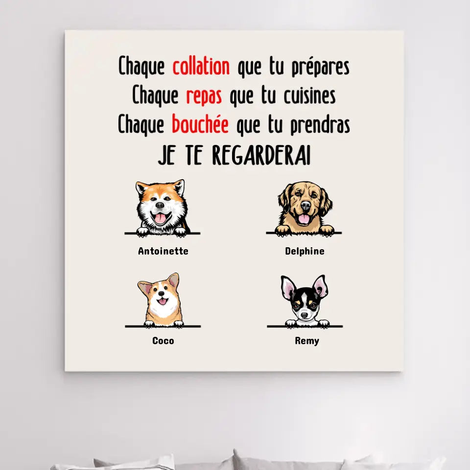 Impression sur Acrylique personnalisée, cadeau pour Maman Papa Chien, Jusqu'à 6 Chiens, Je te regarderai