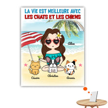 Charger l&#39;image dans la galerie, Jusqu&#39;à 9 animaux, Impression sur table personnalisée, TableTop Print cadeau pour Maman Chat, Chien, Été, Plage
