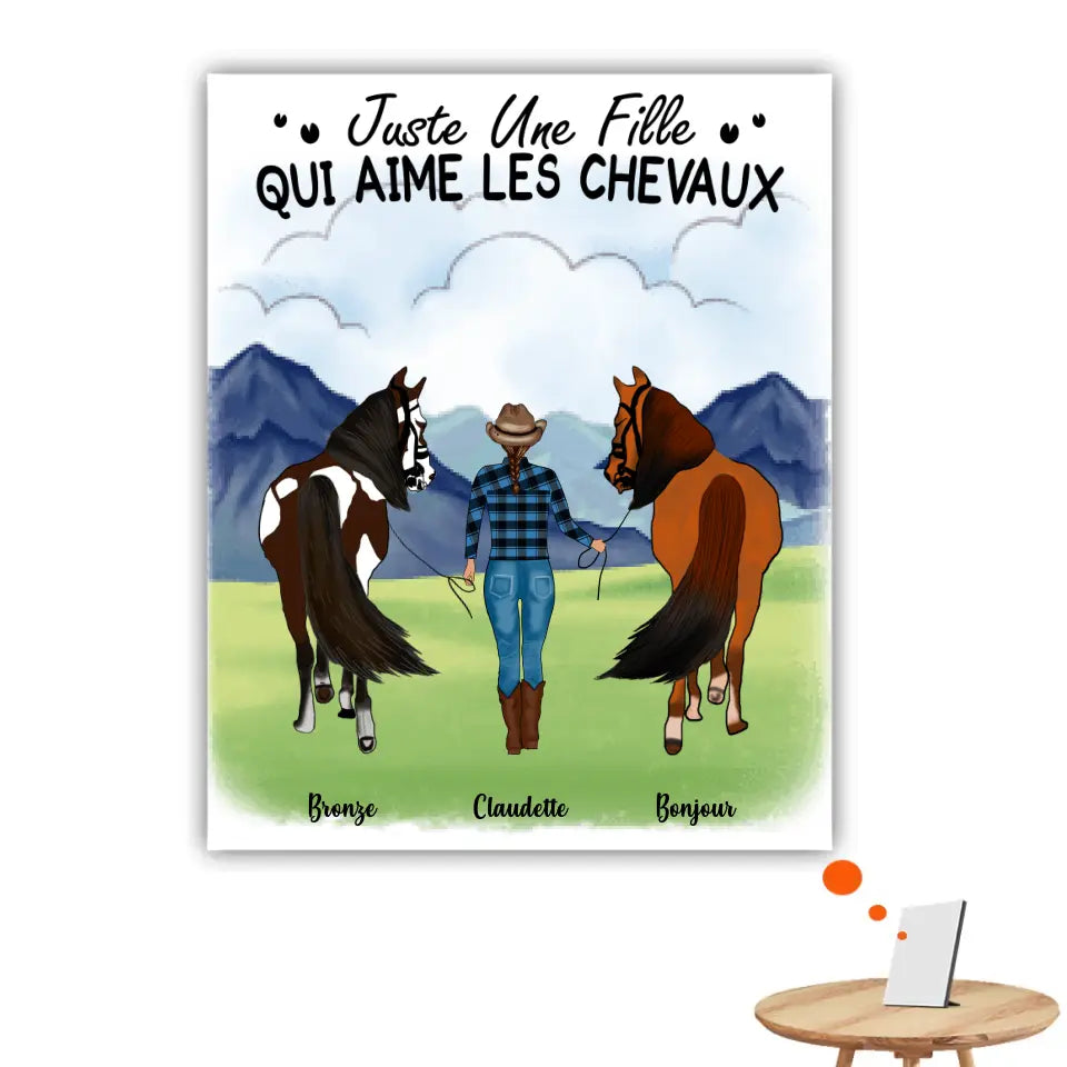 Jusqu'à 2 chevaux, Impression sur table personnalisés, TableTop Print Pour Maman cheval, Fille Qui Aime Les Chevaux