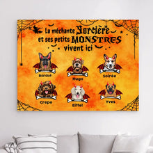 Charger l&#39;image dans la galerie, Impression sur Acrylique personnalisée,cadeau pour Halloween, sorcière, Joyeux , Jusqu&#39;à 6 Chiens, Monstres
