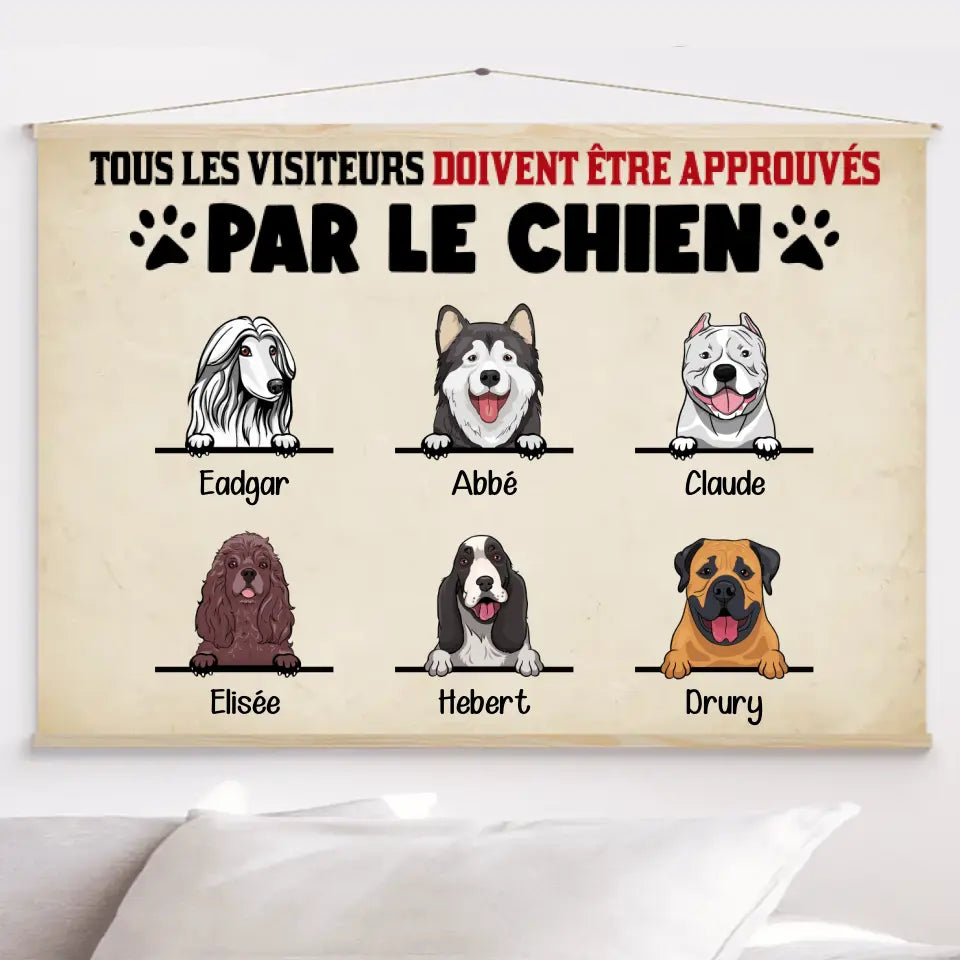 Jusqu'à 9 Chiens, Toile à suspendre personnalisée, Toile cadeau pour Maman, Papa Chien, approuvés par les Chiens