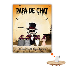 Charger l&#39;image dans la galerie, Jusqu&#39;à 6 Chats, Impression sur table personnalisée, TableTop Print cadeau pour Papa Chat, grand-père, Joyeux Halloween
