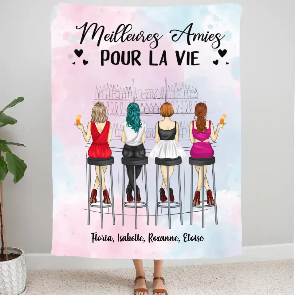 Couverture personnalisée, Plaid en polaire cadeau pour amis, sœurs, Jusqu'à 6 filles, Meilleures amies