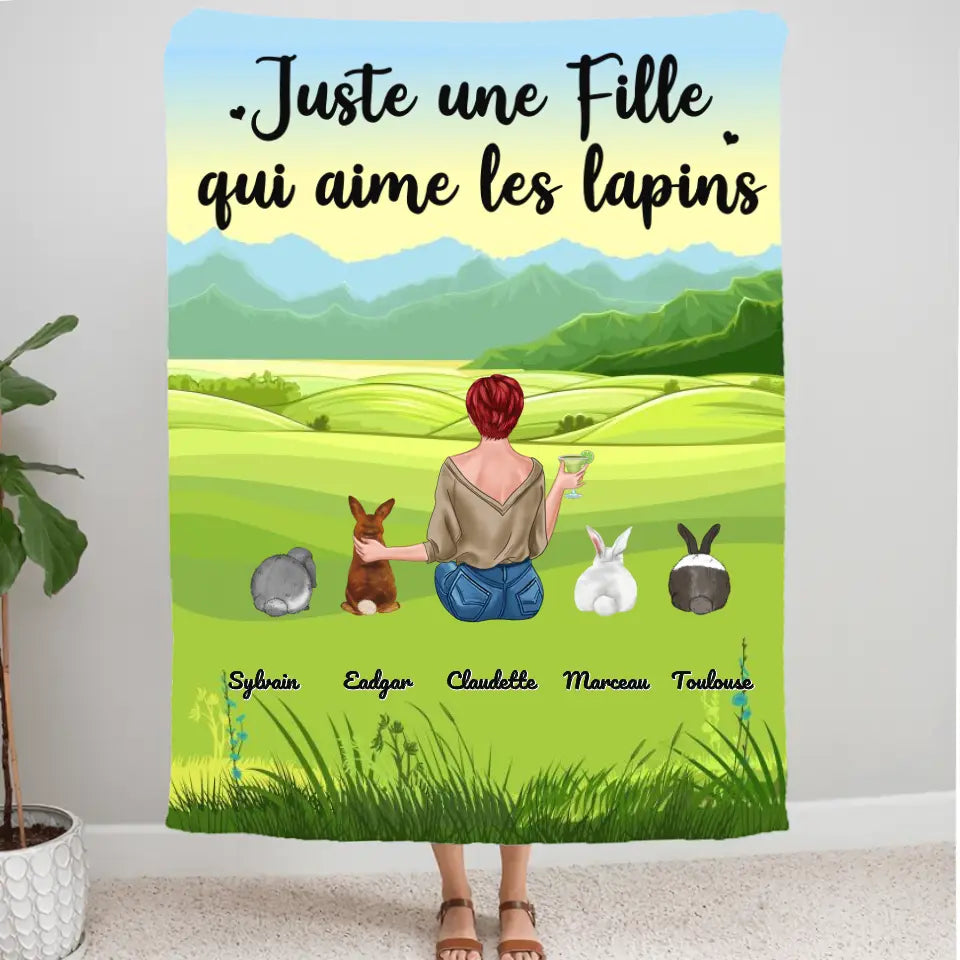 Couverture personnalisés, Plaid en polaire Cadeau Pour Maman De lapin, Jusqu'à 4 lapins, fête des mères, aime les lapins