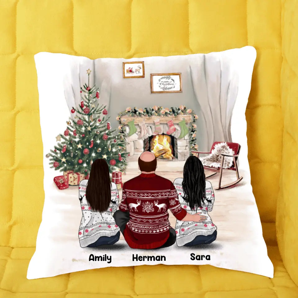 Jusqu'à 5 filles, Oreiller personnalisée, Canapé Coussin cadeau pour papa, grand-père, joyeux Noel, père et filles