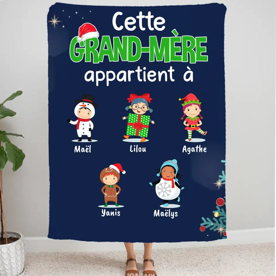 Couverture Personnalisée, Plaid Polaire Noel Pour Grand-Mère – Cadeau Parfait pour Noël, Cette Mamie Appartient à