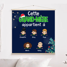 Charger l&#39;image dans la galerie, Jusqu&#39;à 12 enfants, Toile à suspendre personnalisée, Toile Noël cadeau pour Grand-mère, cette mamie appartient à
