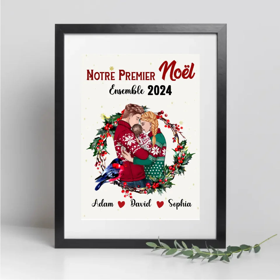 Passe Partout Personnalisée pour Couple, Femme et Nouveau-Né, Cadeau de Noël Spécial pour Toute la Famille