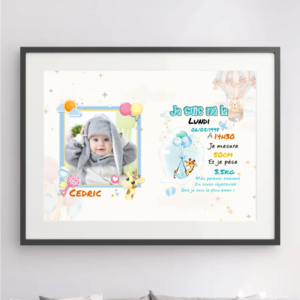 Passe partout personnalisée, cadeau pour Couple, famille, maman, papa, nouveau bébé garçon